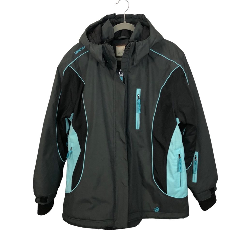 Legendary Whitetails coat With Hood Full Front Zip Grey/Aqua Size XXL